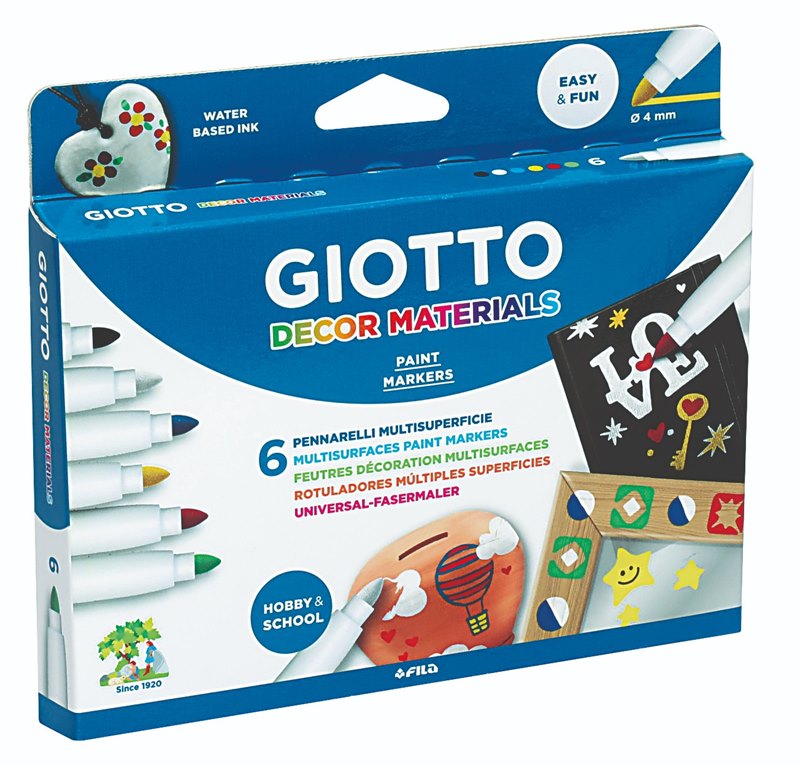 טוש דקור 6 גוונים GIOTTO DECOR MATERIALS |