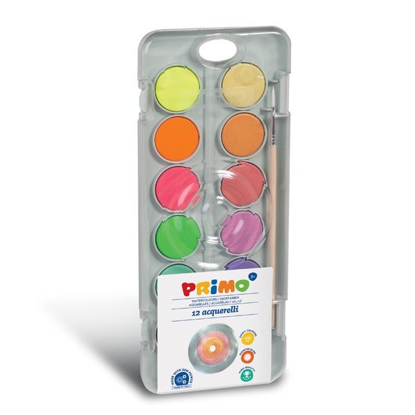 צבעי מים מטלי זוהר 12יח' 30 Ø מ"מ | PRIMO