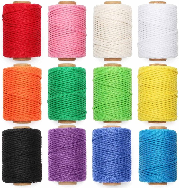 חוט כותנה טבעי בגודל 3 מ"מ x 396 מטרים, 12יח'