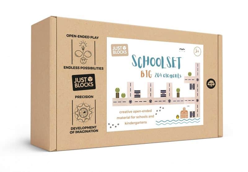 ג'סט בלוקס מער' קוביות עץ בוק מלא לבנייה מרחבית 148 חלקים Just Blocks