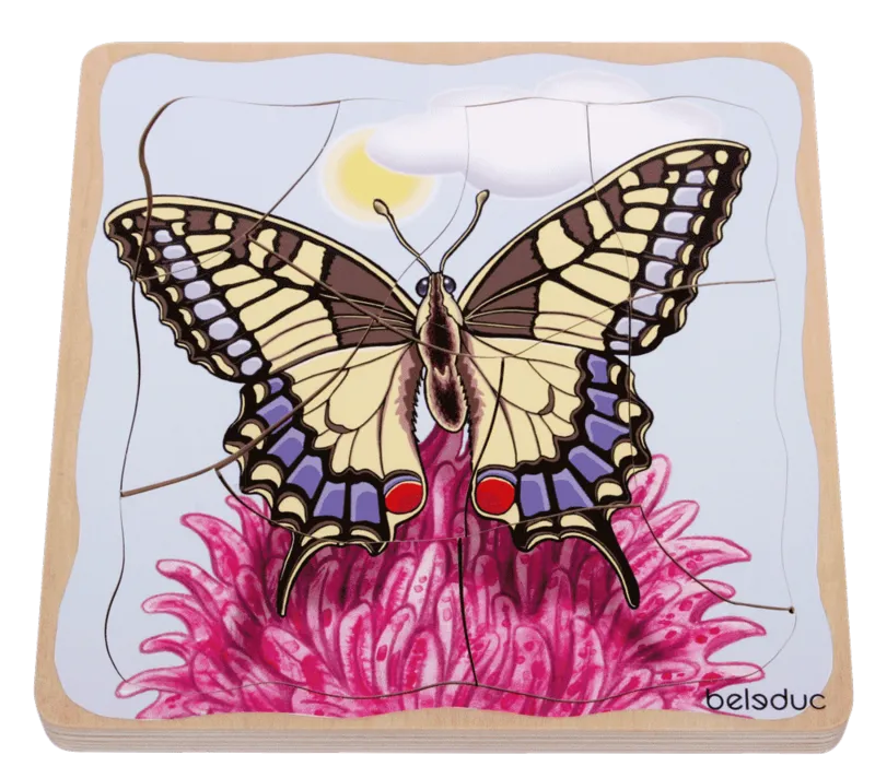 משחק פאזל שכבות פרפר מעץ beleduc
