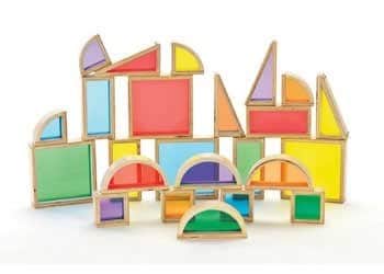 קוביות עץ שקוף צבעוני 24 חלקים שולחן אור | Natural Spaces – See Through Coloured Blocks -24pc