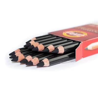 12 עפרונות פחם שחור רך Koh-i-Noor Charcoal Pencils Soft