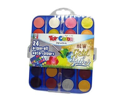 צבעי מים - סט 24 גוונים | כולל זהב וכסף | toy color