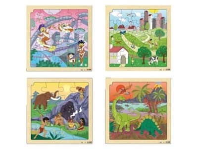 מארז 4 פאזלים מעידן הדינוזאורים ועד ימינו