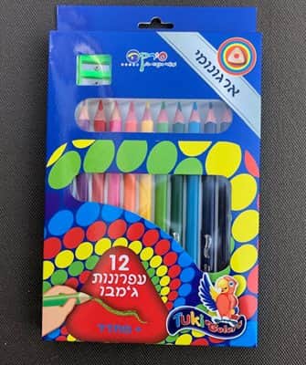 12 עפרונות צבעוני ג'מבו אורטופדי עבה + מחדד