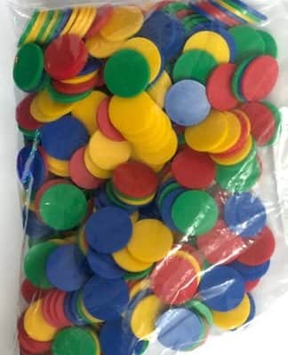 דיסקיות פלסטיק ליצירת משחקים הרכב 4 צבעים בסיסים 20 מ"מ כמות : 300 יחידות