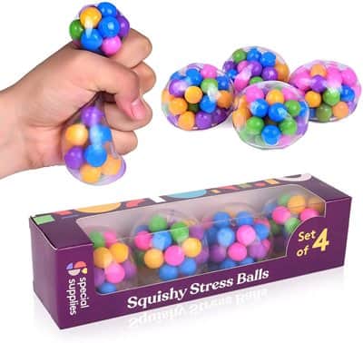 מארז כדורי לחץ סנסור מוטורי Stress Balls (4-Pack) Squeeze, Color Sensory Toy