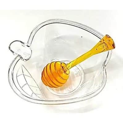 צלוחית שקופה + מקל דבש 10 יח' מתנות ראש השנה