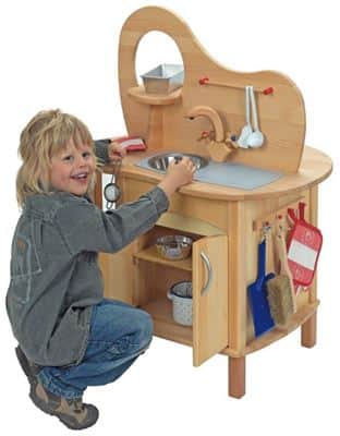 מטבח משחק לילדים דו צדדי איכותי במיוחד העשוי מעץ בוק מלא ועץ סיד