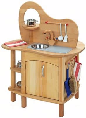 מטבח משחק לילדים דו צדדי איכותי במיוחד העשוי מעץ בוק מלא ועץ סיד