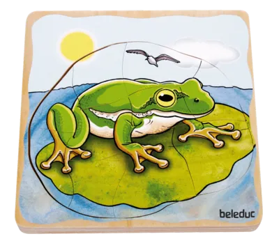 משחק פאזל שכבות צפרדע מעץ beleduc
