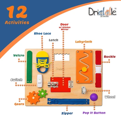לוח מיומנויות מוטוריות מונטסורי 12 אפשרויות