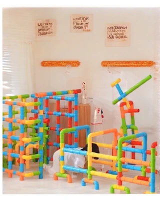 הרכבת צינורות ג'מבו XXL עם גלגלים 156 חלקים