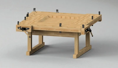 שולחן עבודה מקצועי עץ אשור גרמני 1620x1620x750 mm