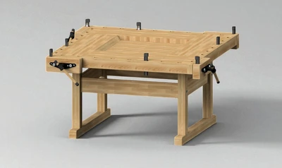 שולחן עבודה מקצועי עץ אשור גרמני 1620x1620x750 mm