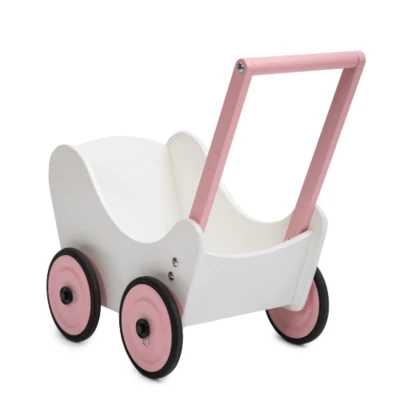עגלת בובה עץ אשור מלא Puppenwagen תוצרת גרמניה