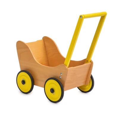 עגלת בובה עץ אשור מלא Puppenwagen תוצרת גרמניה