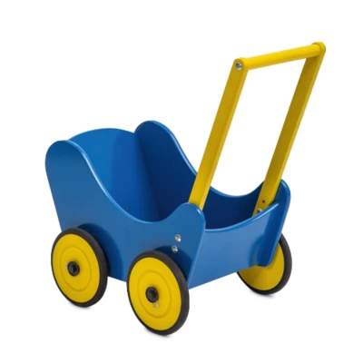 עגלת בובה עץ אשור מלא Puppenwagen תוצרת גרמניה