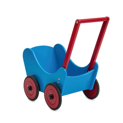 עגלת בובה עץ אשור מלא Puppenwagen תוצרת גרמניה