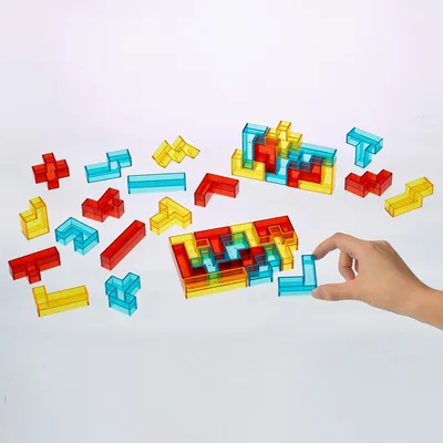 משחק פאזל תלת מימד טטריס שקוף צבעוני EDX