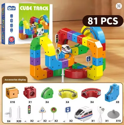 קוביות בנייה מסלול רכבת חשמלי מאתגר כוח משיכה