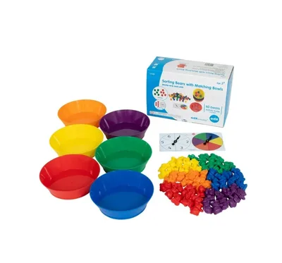 משחק מיוני דובונים בקערה עם חייגן מספרים וחייגן צבעים