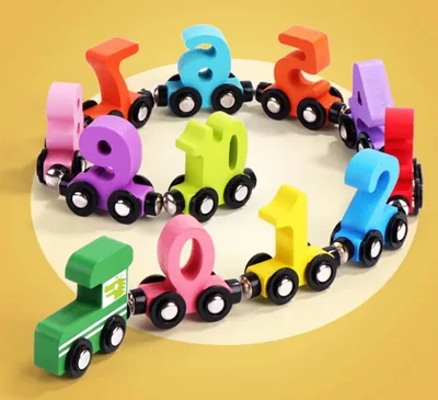 רכבת מספרים מגנטית מעץ